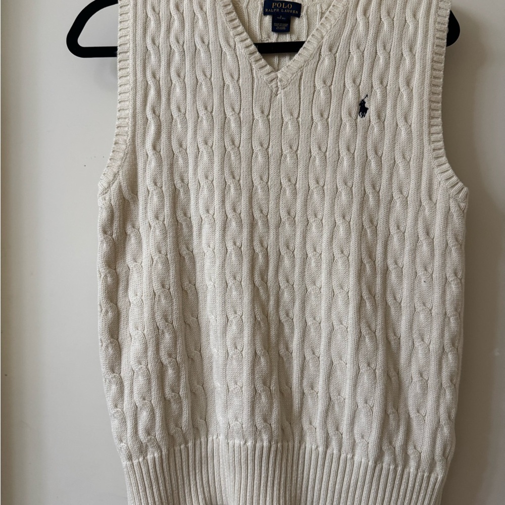 Polo by Ralph Lauren Men's V-Neck Cream Sweater Vest